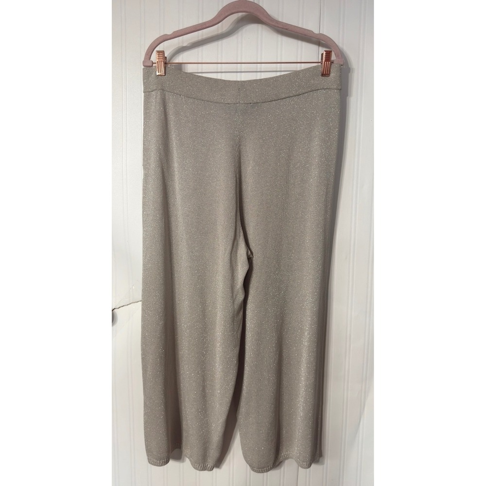 Donna Karan NY Metallic Knit 2 Piece Set Gold Sleeveless Top Cropped Pants L - Picture 10 of 10